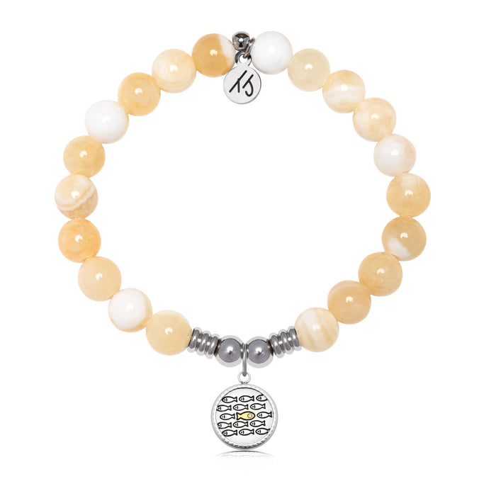 Dare to Be Different Charm with Yellow White Jade Gemstone Bracelet