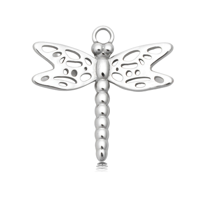 Dragonfly Charm with White Natural Agate Gemstone Bracelet