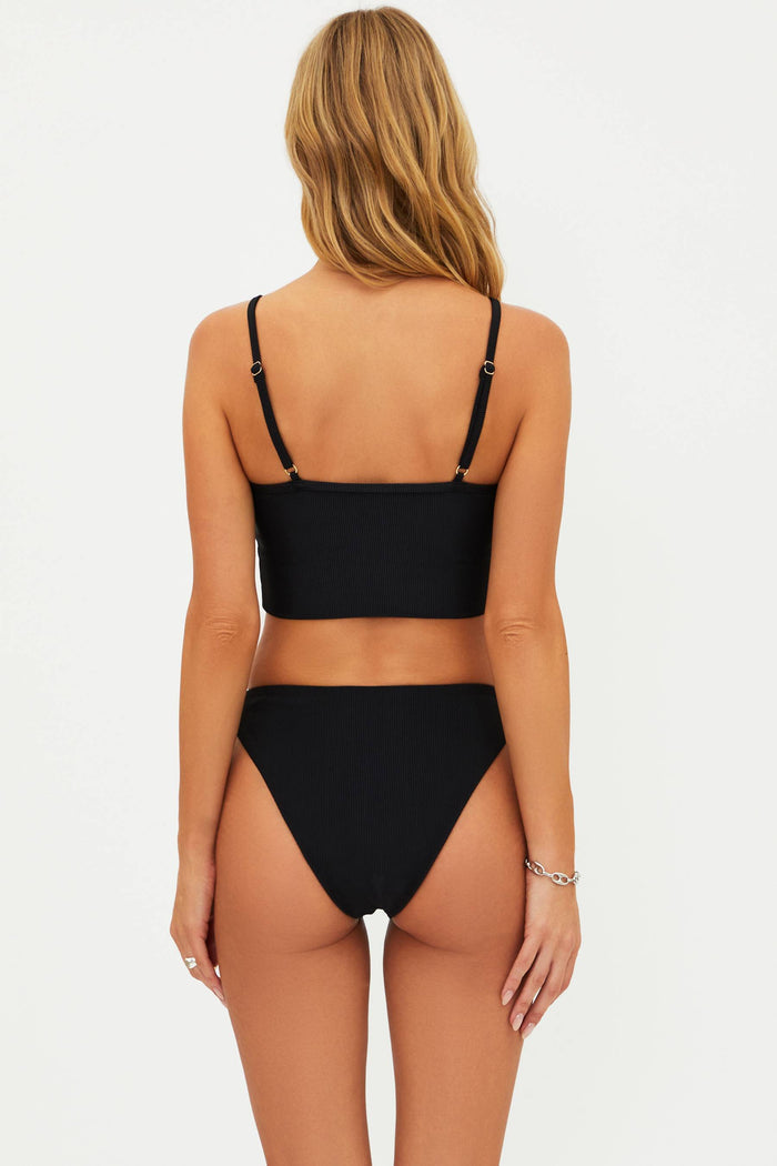 Black bralette style ribbed bikini top