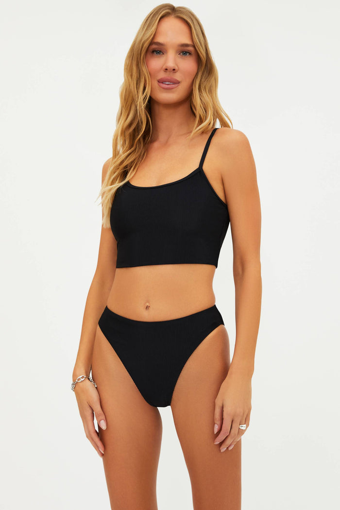 Black bralette style ribbed bikini top