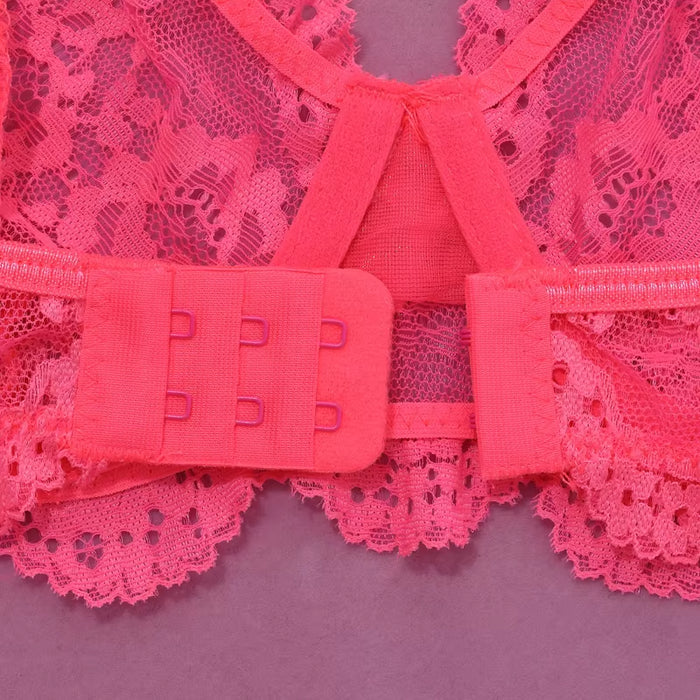 Elegant 3D Embroidered Lace Lingerie for Mature Women with Medium Control and Tassel Hollow Design