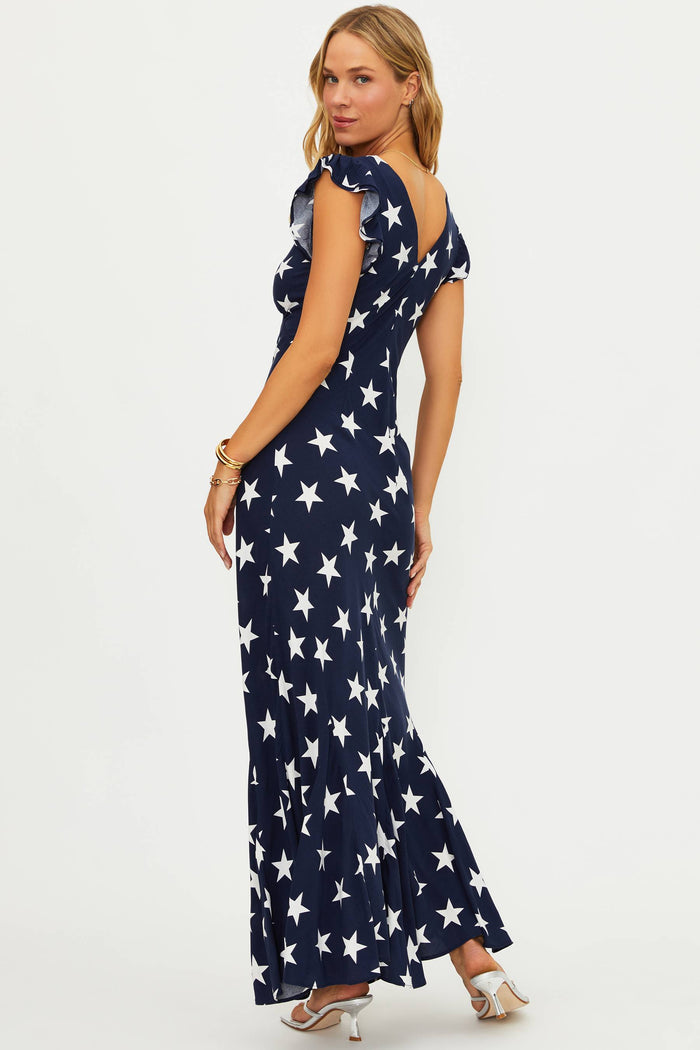 Navy maxi dress with white stars