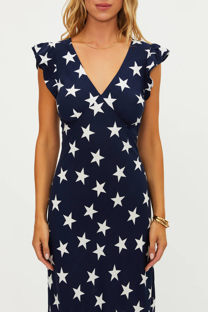 Navy maxi dress with white stars