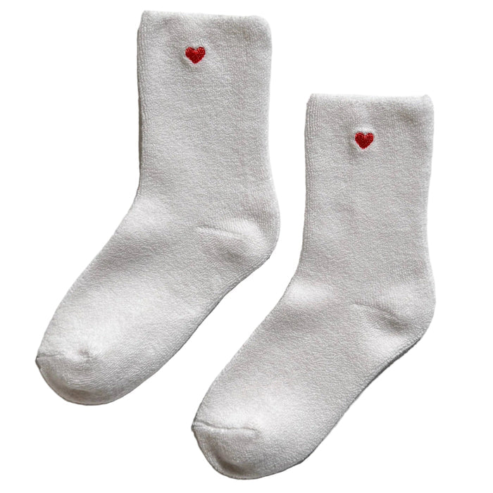 Le Bon Shoppe Socks White + Heart Embroidered Cloud Women's Socks