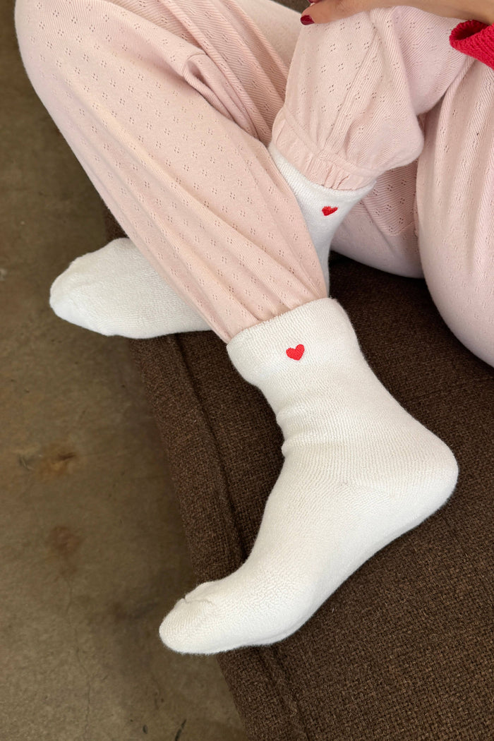 Le Bon Shoppe Socks White + Heart Embroidered Cloud Women's Socks