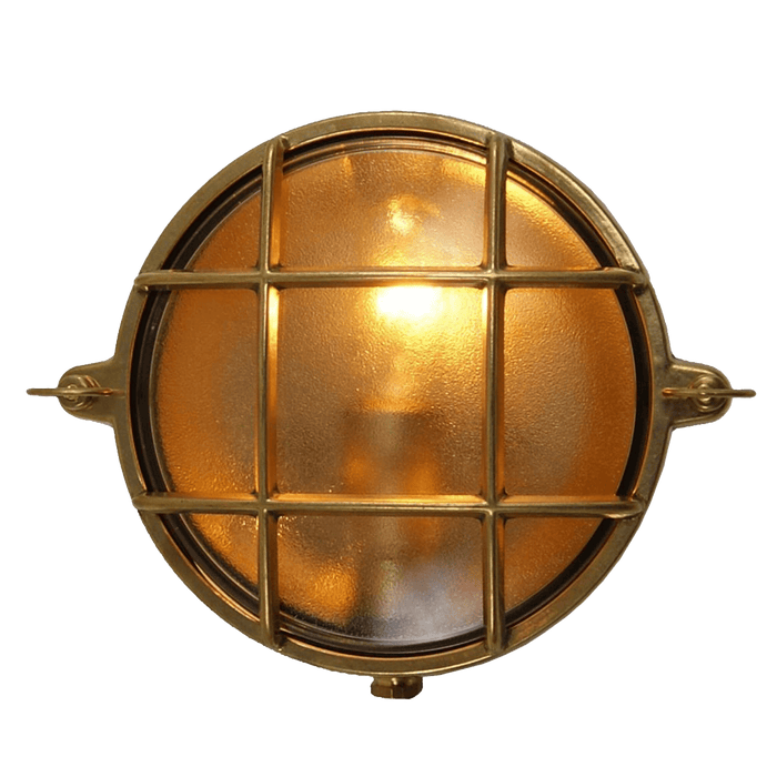 Mullan Lighting Lighting Antique Brass Ergo Marine Round Bulkhead Wall Sconce