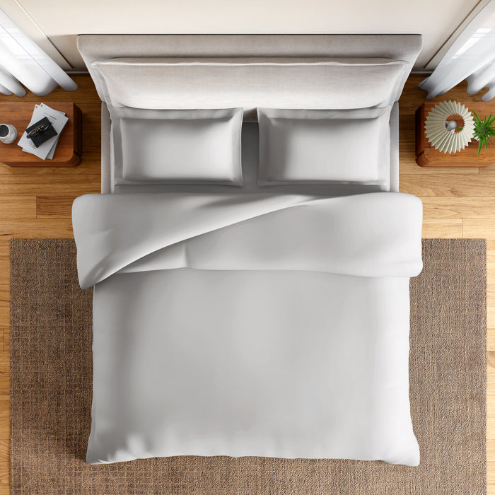 Essentials 100% Cotton Double Quilt, 170 TC, Solid, Silver Cloud/Tea