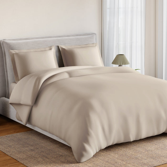 Essentials 100% Cotton Fitted King Bedsheet, 170 TC, Solid, Beige