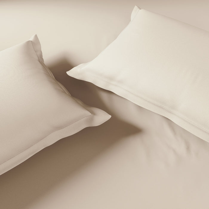 Essentials 100% Cotton Fitted King Bedsheet, 170 TC, Solid, Beige