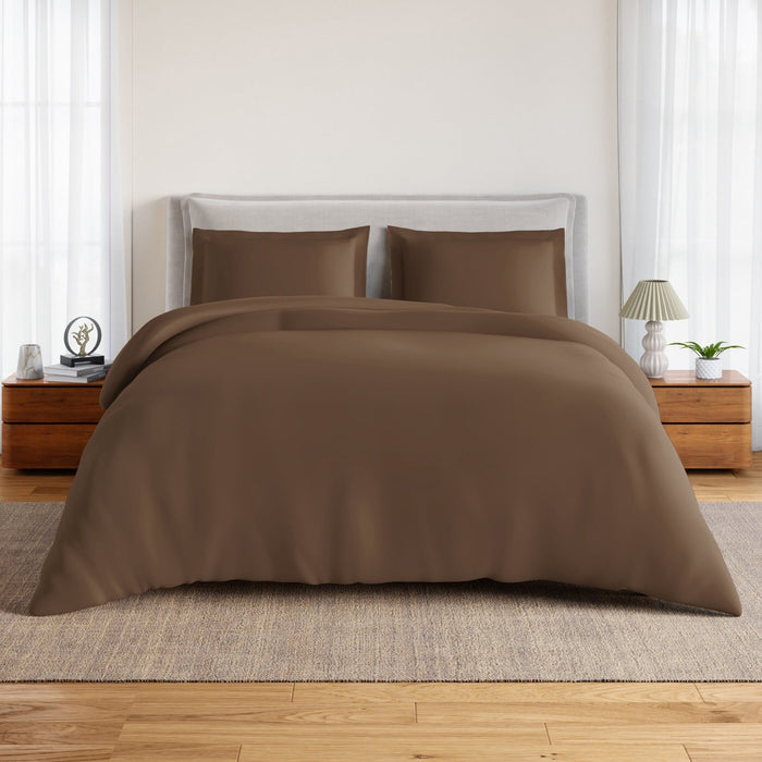 Essentials 100% Cotton Fitted King Bedsheet, 170 TC, Solid, Dark Brown