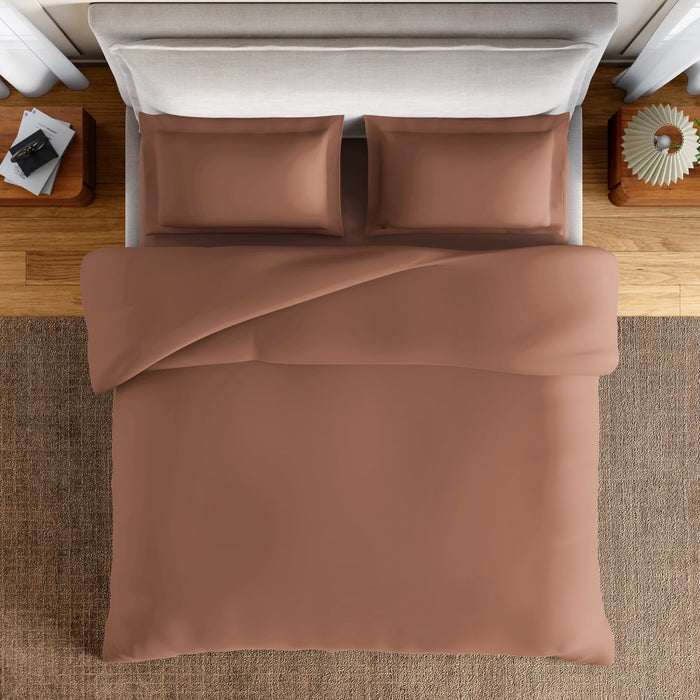 Essentials 100% Cotton Fitted King Bedsheet, 170 TC, Solid, Light Brown
