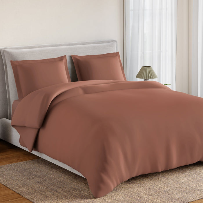 Essentials 100% Cotton Fitted King Bedsheet, 170 TC, Solid, Light Brown