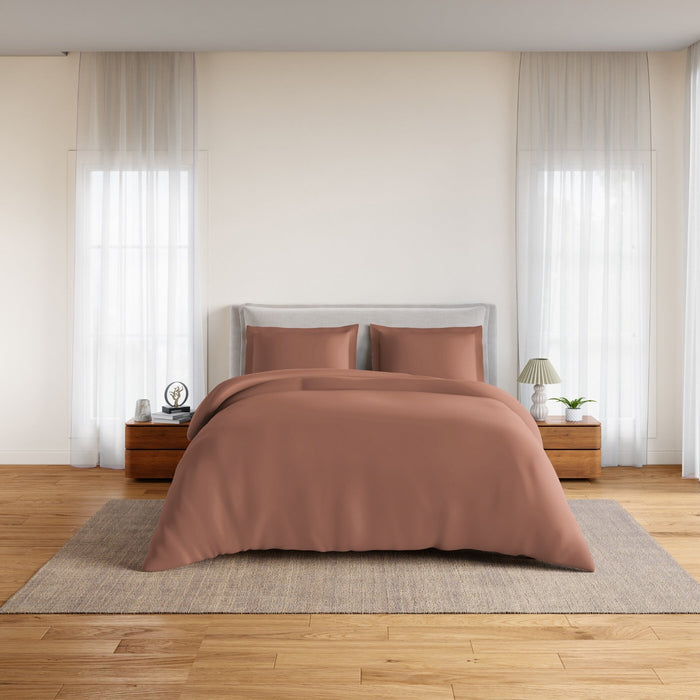 Essentials 100% Cotton Fitted King Bedsheet, 170 TC, Solid, Light Brown