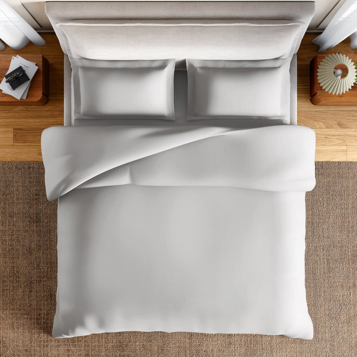Essentials 100% Cotton Fitted King Bedsheet, 170 TC, Solid, Light Grey