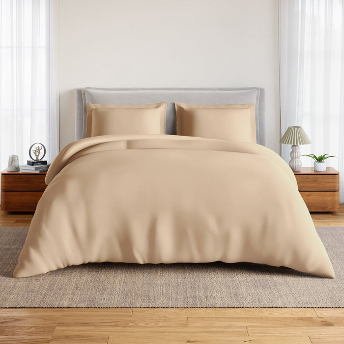 Essentials 100% Cotton Fitted King Bedsheet, 170 TC, Solid, Light Orange