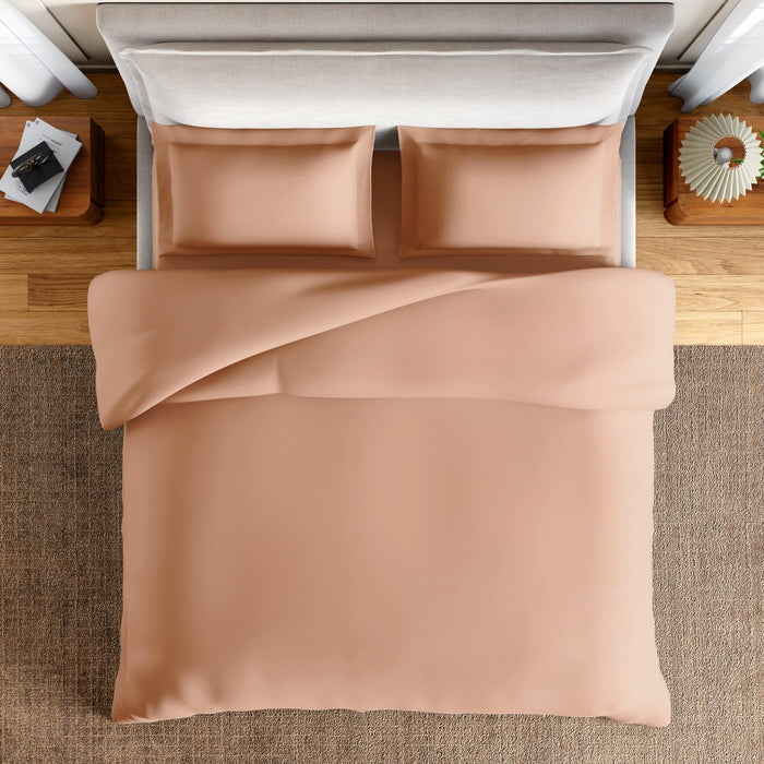 Essentials 100% Cotton Fitted King Bedsheet, 170 TC, Solid, Light Orange