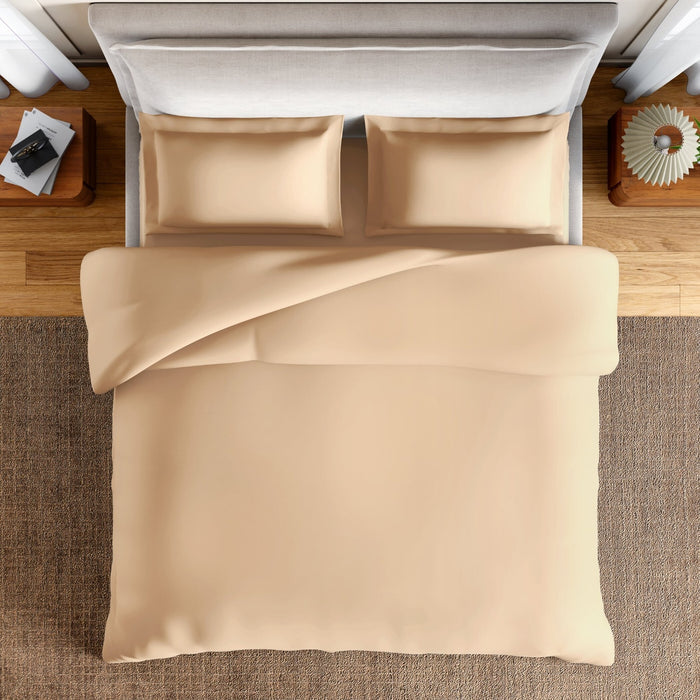Essentials 100% Cotton Fitted King Bedsheet, 170 TC, Solid, Light Orange