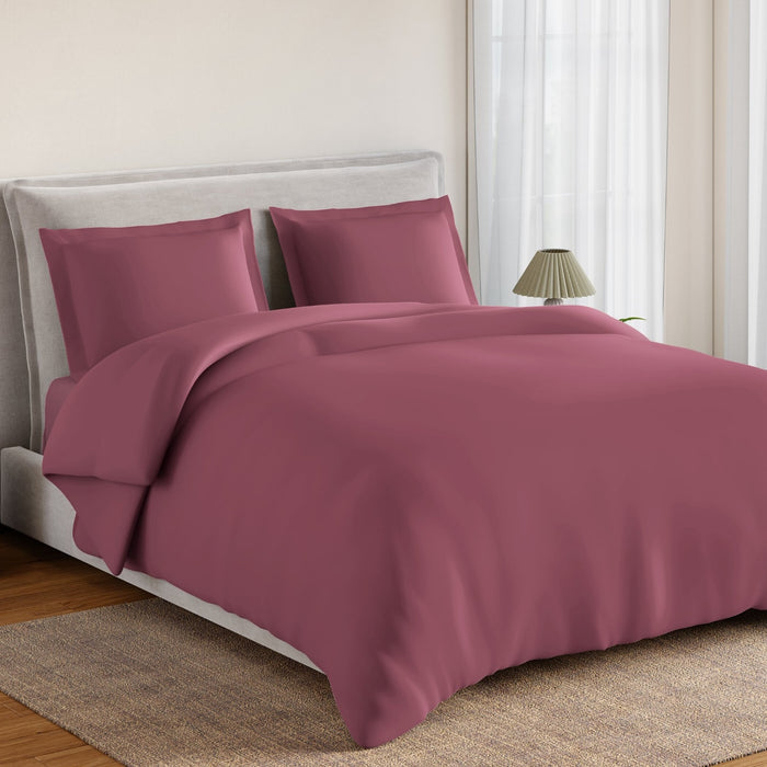 Essentials 100% Cotton Fitted Queen Bedsheet, 170 TC, Solid, Dark Pink