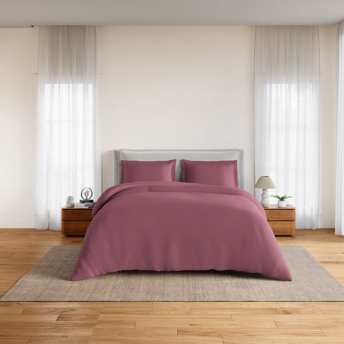 Essentials 100% Cotton Fitted Queen Bedsheet, 170 TC, Solid, Dark Pink
