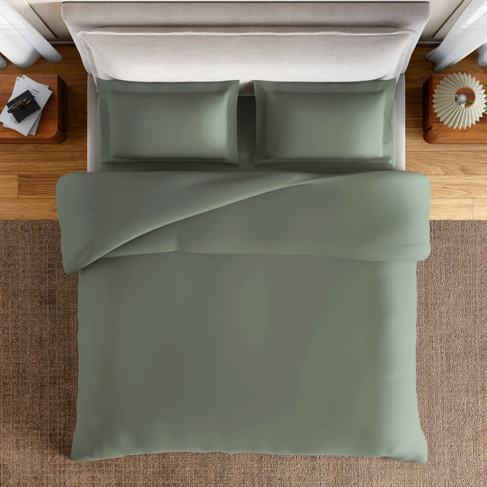 Essentials 100% Cotton Fitted Queen Bedsheet, 170 TC, Solid, Green