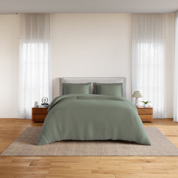 Essentials 100% Cotton Fitted Queen Bedsheet, 170 TC, Solid, Green