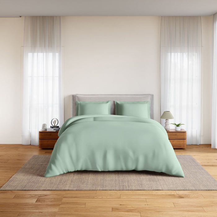 Essentials 100% Cotton Fitted Queen Bedsheet, 170 TC, Solid, Light Green