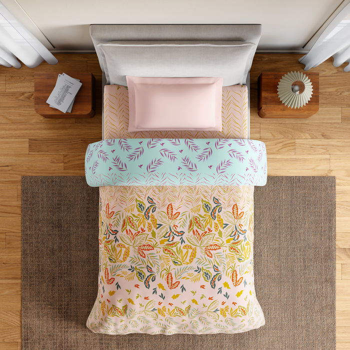 Essentials 100% Cotton Single Quilt, 144 TC, Floral, Light Blush