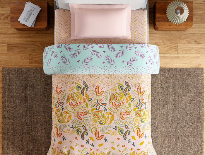 Essentials 100% Cotton Single Quilt, 144 TC, Floral, Light Blush