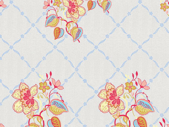 Essentials 100% Cotton Single Quilt, 144 TC, Floral, Light Grey