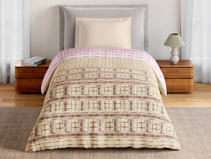 Essentials 100% Cotton Single Quilt, 144 TC, Geometric, Beige