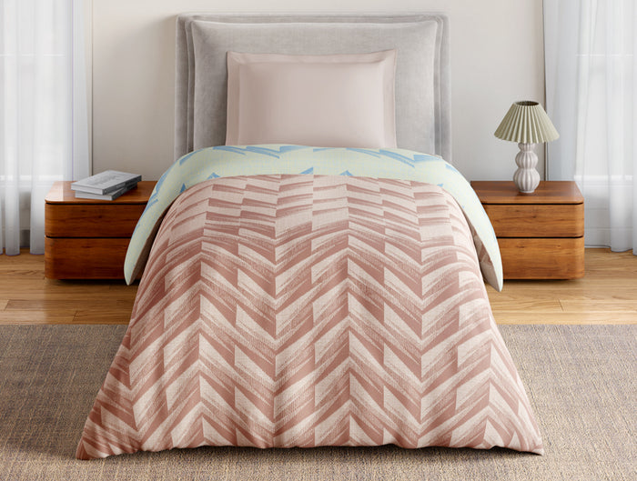 Essentials 100% Cotton Single Quilt, 144 TC, Geometric, Beige