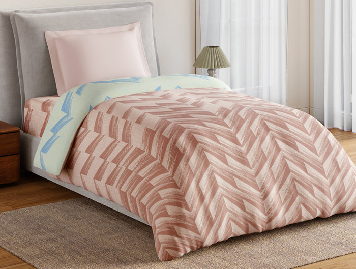 Essentials 100% Cotton Single Quilt, 144 TC, Geometric, Beige
