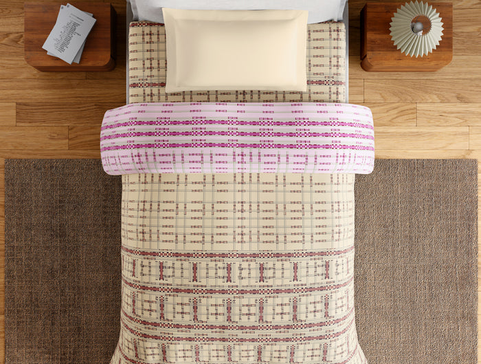 Essentials 100% Cotton Single Quilt, 144 TC, Geometric, Beige