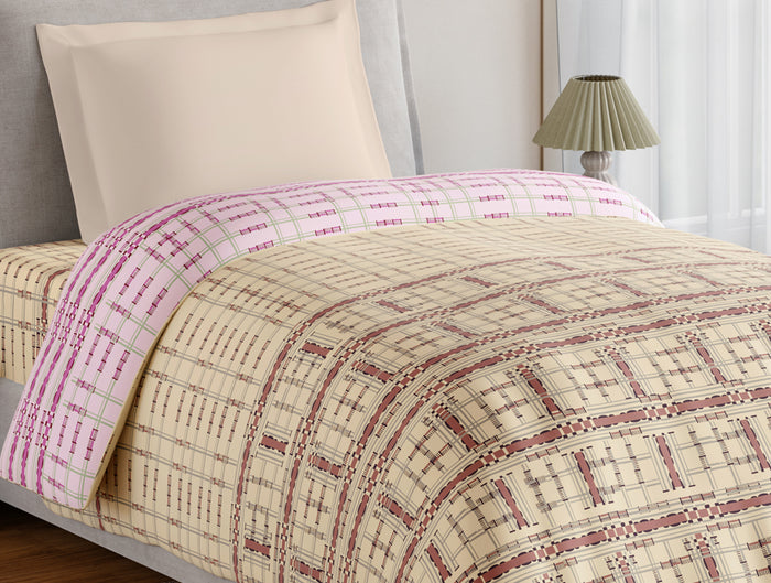 Essentials 100% Cotton Single Quilt, 144 TC, Geometric, Beige