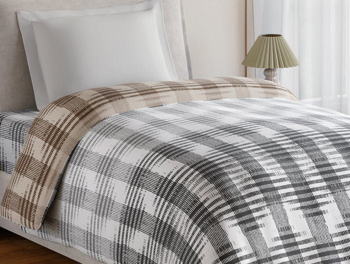 Essentials 100% Cotton Single Quilt, 144 TC, Geometric, Light Grey