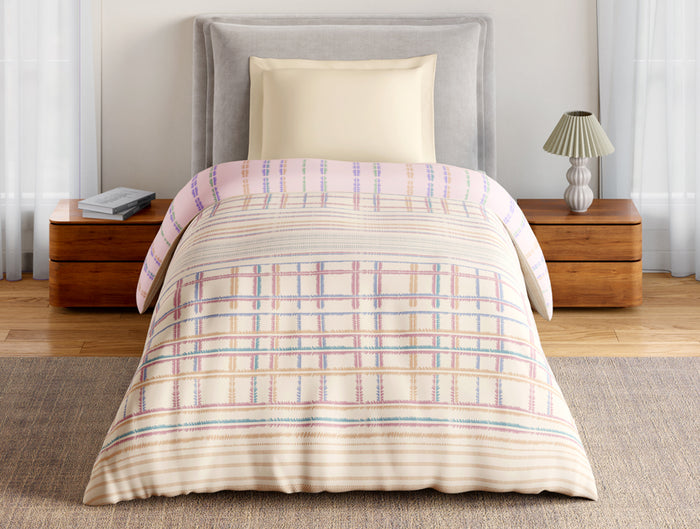 Essentials 100% Cotton Single Quilt, 144 TC, Geometric, Light Taupe