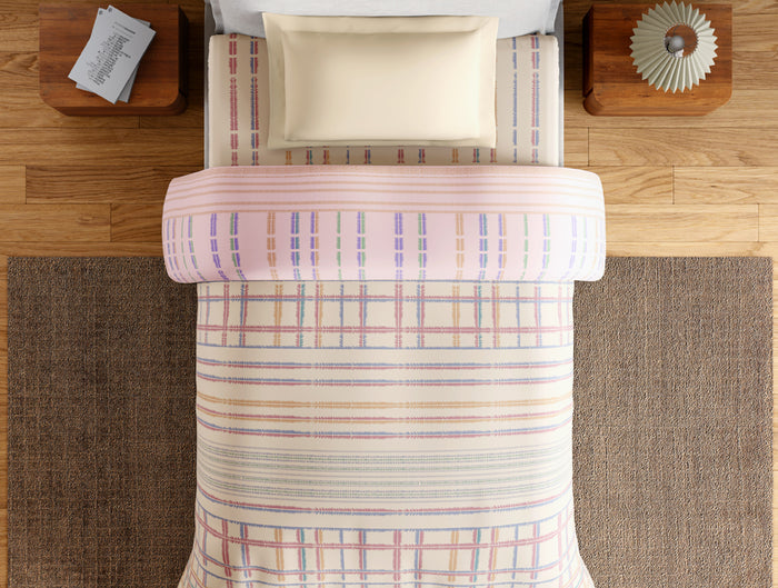 Essentials 100% Cotton Single Quilt, 144 TC, Geometric, Light Taupe