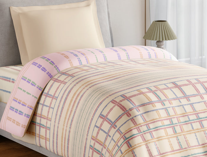 Essentials 100% Cotton Single Quilt, 144 TC, Geometric, Light Taupe