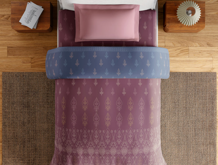 Essentials 100% Cotton Single Quilt, 144 TC, Ornate, Dark Blush