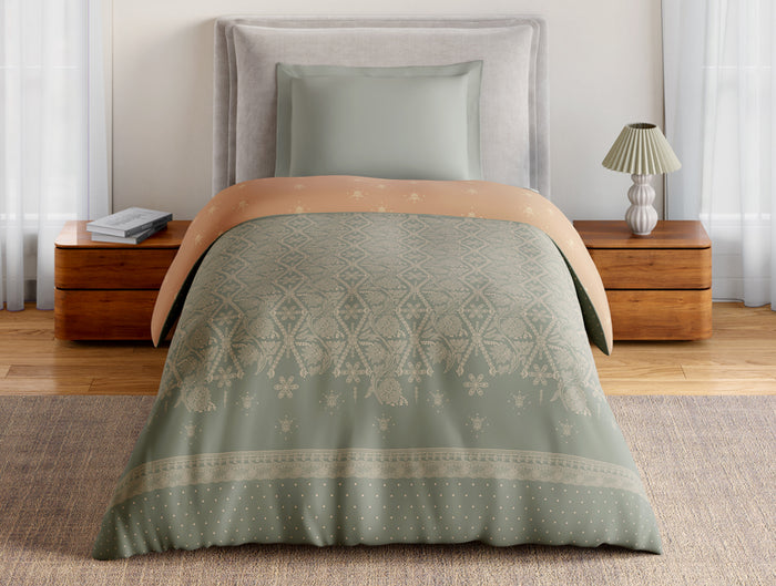 Essentials 100% Cotton Single Quilt, 144 TC, Ornate, Light Grey