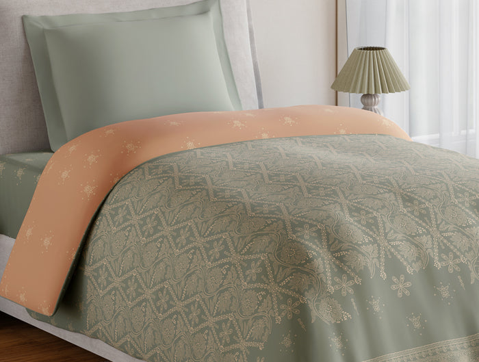 Essentials 100% Cotton Single Quilt, 144 TC, Ornate, Light Grey