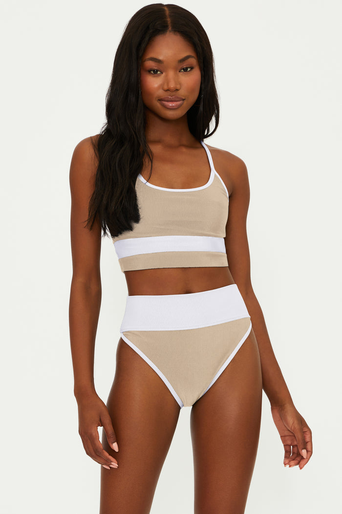 Emmy Bottom Taupe White front shot