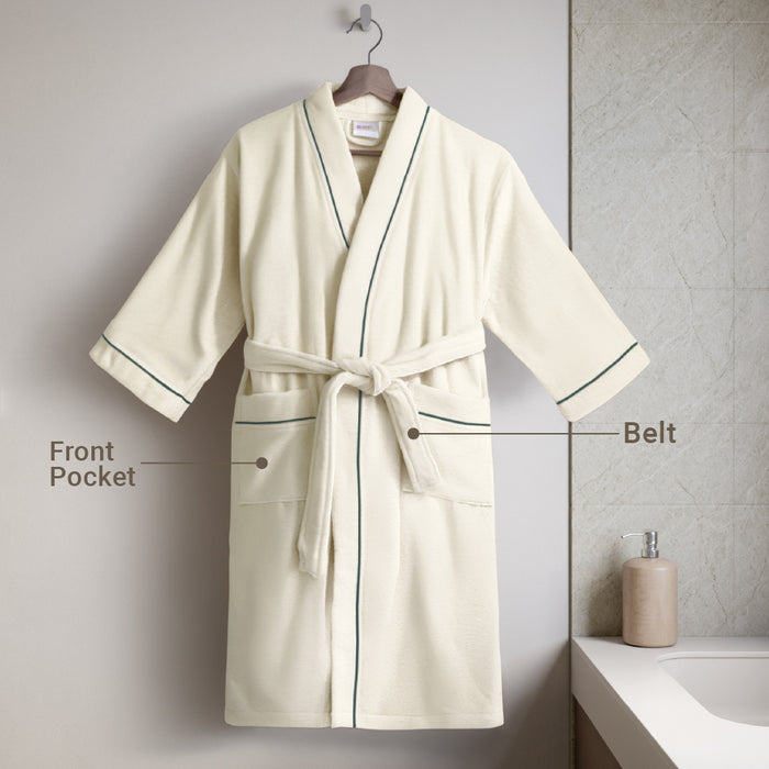 Exotica 100% Cotton Bath Robe, 350 GSM, Solid, White
