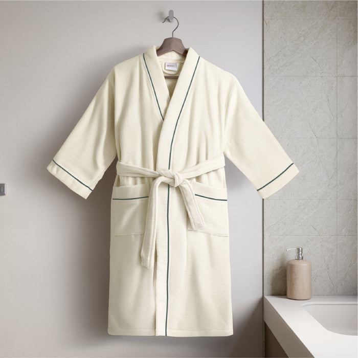 Exotica 100% Cotton Extra Large Bath Robe, 350 GSM, Solid, White