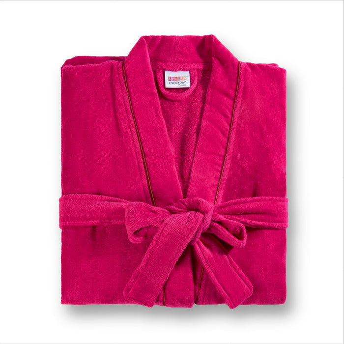 Exotica 100% Cotton Large Bath Robe, 350 GSM, Solid, Dark Red