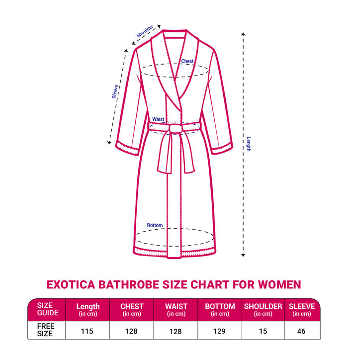 Exotica 100% Cotton Large Bath Robe, 350 GSM, Solid, Dark Red