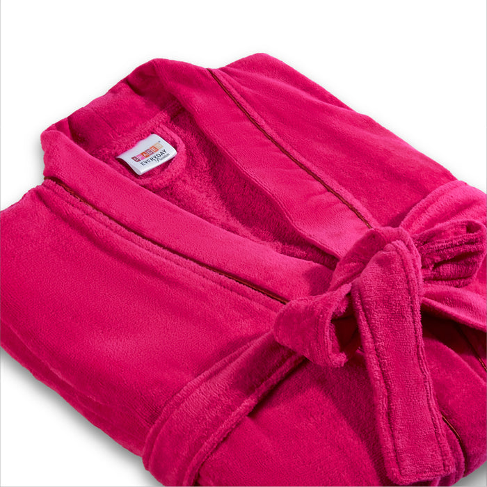 Exotica 100% Cotton Medium Bath Robe, 350 GSM, Solid, Dark Red