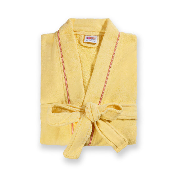 Exotica 100% Cotton Medium Bath Robe, 350 GSM, Solid, Yellow