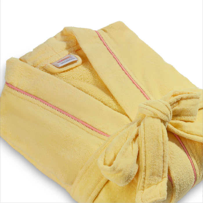 Exotica 100% Cotton Medium Bath Robe, 350 GSM, Solid, Yellow