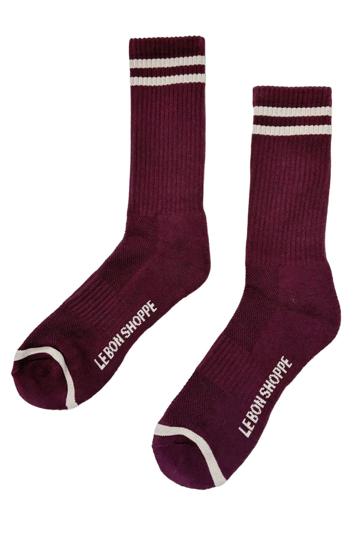 Le Bon Shoppe Socks Maroon Extended Boyfriend Socks